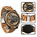 Cross-border men's giant watch trend multi-functional high-value large dial wooden watch with detached watch wholesale.