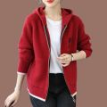 Hooded Coat Zipper Cardigan Sweater Women's Autumn and Winter Embroidered Top 2022 Spring Fashion Sweater Knitwear. 