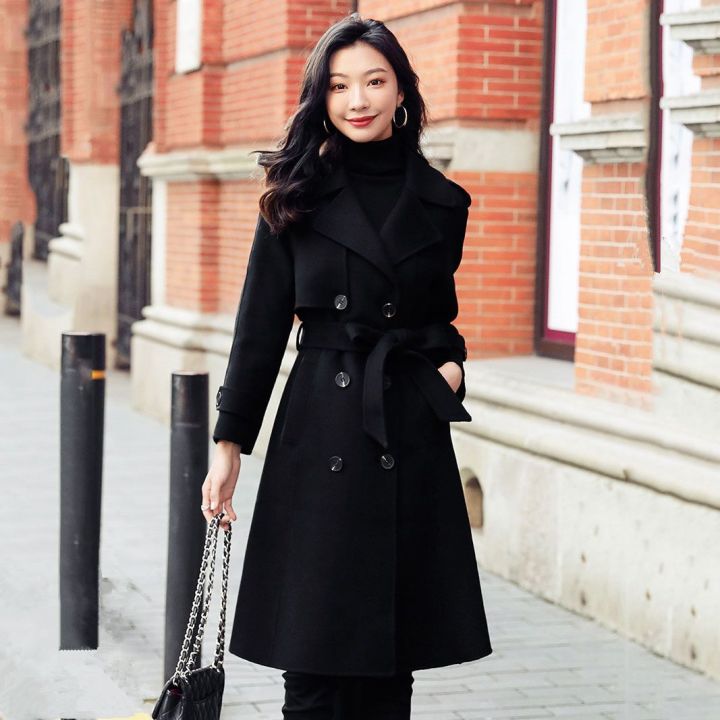 %E3%80%90Plus%20Cotton%E3%80%91Women's%20Black%20Overcoat%20Mid-Length2022New%20Autumn%20and%20Winter%20High-End%20Hepburn%20Style%20Woolen%20Coat%20-%20Image%205
