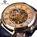 FORSINING Fucini Fashion Retro Manual Mechanical Watch Men's Hollow Luminous Waterproof Leather Belt Mechanical Watch.