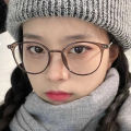2022 New Light Ladies Plain Flat Mirror Retro Oval Rice Nail Glasses Frame Korean Version Blue Light Blocking Glasses.