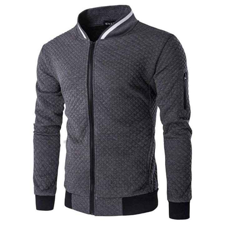 High Quality Plush Zip stand collar casua Jacket Men's Street