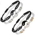 Handmade Designer Yin Yang Tai Chi Bracelet and Necklace Set Adjustable Matching Jewelry for Best Friends and Couples. 