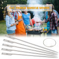 5pcs 10 In ch Flat Titanium Barbecue Skewers Outdoor Backyard Picnic BBQ Grilling Kabob Skewers BBQ Sticks with Wire Ring.