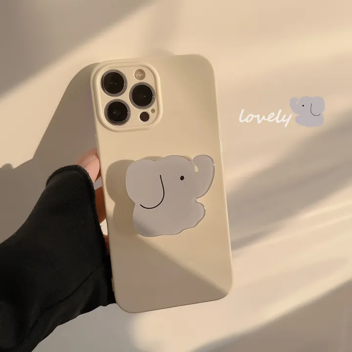 Custard Elephant Bracket iphone13 Phone Case Apple 15pro max Korean Style 12 Silicone soft 11 Applicable 14
