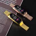 Luxury Digital Watch Women Rose Gold Electronic LED Wristwatch Metal Strap Fashion Luminous Ladies Watch Bracelet montre femmes.