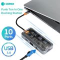 COTECi USB C HUB 10 in 1 Docking Station RJ45 3.0 Type C HDMI Adapter 3 Dock Ports Fast Charging for Macbook PC Laptop Tablet.