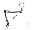 Overhead Video Stand with 10 inch Ring Light with Phone Mount for YouTube Live Streaming LED 10inch Ring Light with Smartphone Holder Tabletop Lighting Kit - 'Inner Artist Plus II. 