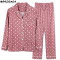 Brand Pajama Set For Women's Sleepwear Long Sleeve Pyjamas Trousers Suit Printing Fashion 2 Pieces Soft Nightgown. 