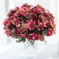 Artificial Flower Silk camellia eucalyptus leaves Bride Bouquet For Wedding Home Decoration Accessory Indoor outdoor flower. 