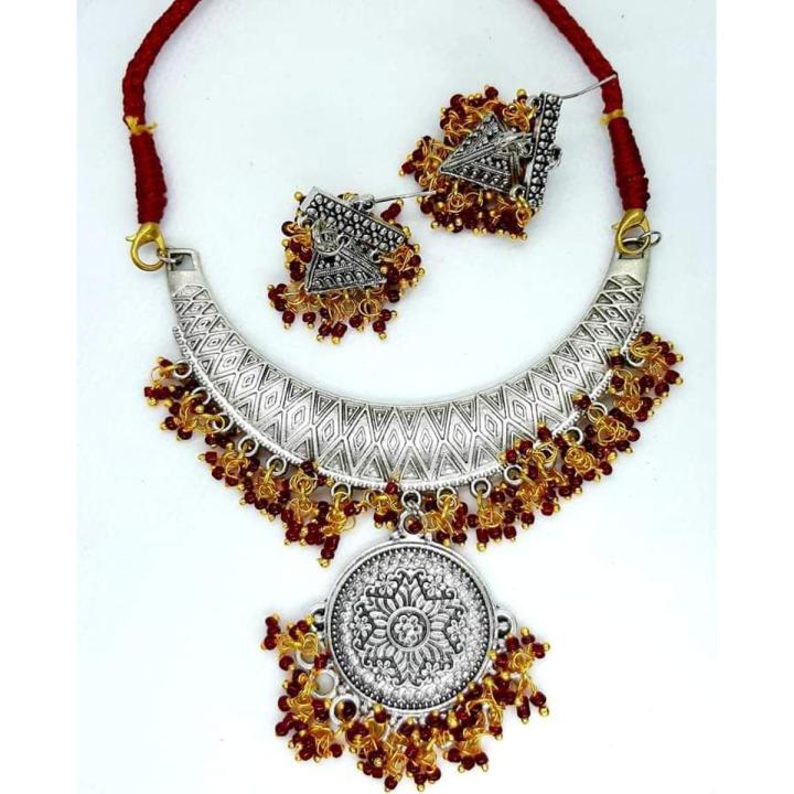 gorgeous party wear necklace pendant long chain set for girls and