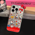 Trend Brand Cartoon Cute Hello Kitty Feather Yarn Case Compatible for IPhone 15 13 14 11 12 Pro Max 7Plus 15 14 7 8 Plus XR X XS Max SE 2020 Luxury 3D DIY Bow Knot Soft Case.