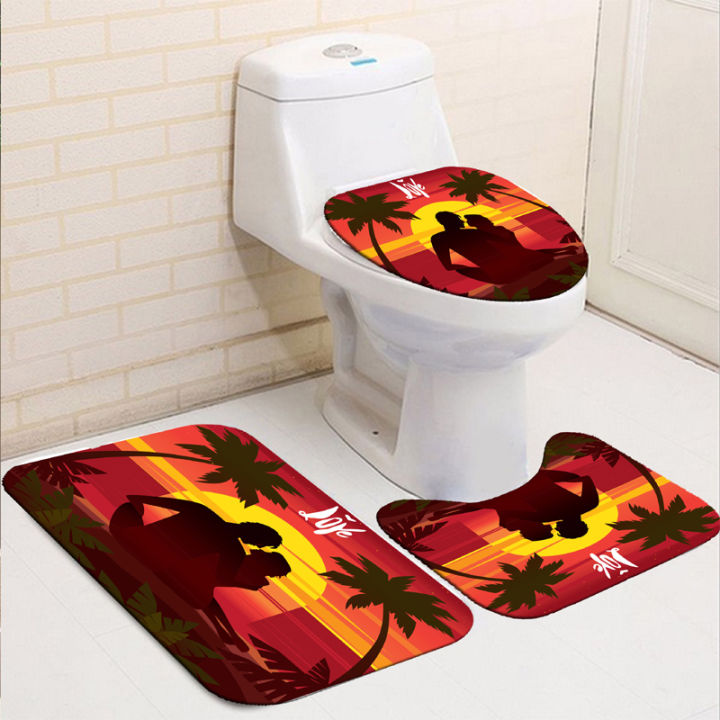Home%20Decor%20Waterproof%20Shower%20Curtain%20Set%20with%2012%20Hooks%20Toilet%20Covers%20Bath%20Mat%20Bathroom%20Non-slip%20Rug%20Polyester%20Fabric%20Washable%20-%20Image%205