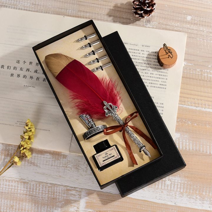 Retro%20Calligraphy%20Feather%20Dip%20Pen%20with%205%20Nib%20Set%20Quill%20Fountain%20Writing%20Creative%20Vintage%20Stationery%20Classic%20Gift%20Box%20without%20Ink%20-%20Image%204