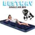 Single Air Bed with Pumpers - Blue. 