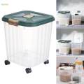 Rice Storage Bin, Dry Food Container Measuring Cup, Rice Storage Container, Food Holder Bin with Caster for Cupboard, Cabinet Kitchen Grain Nuts. 