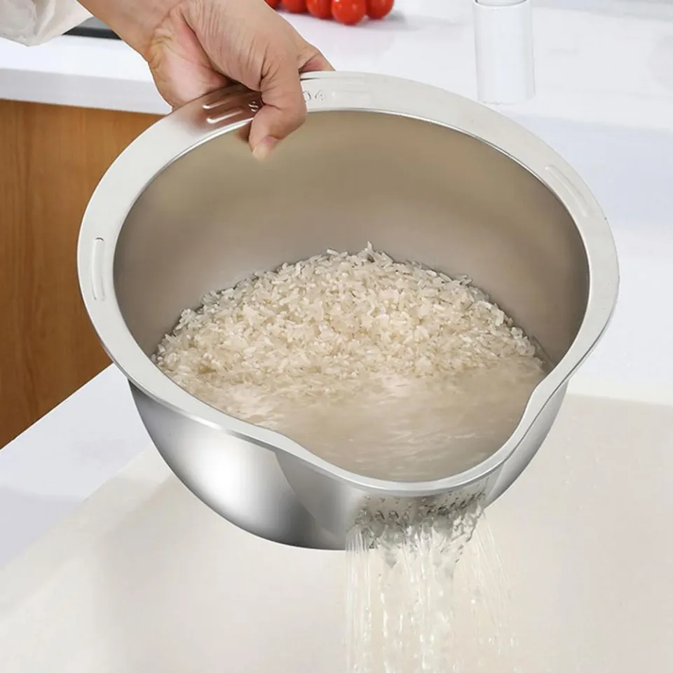 Strainer Bowl Stainless Steel Rice Strainer - Square Colander With Side ...