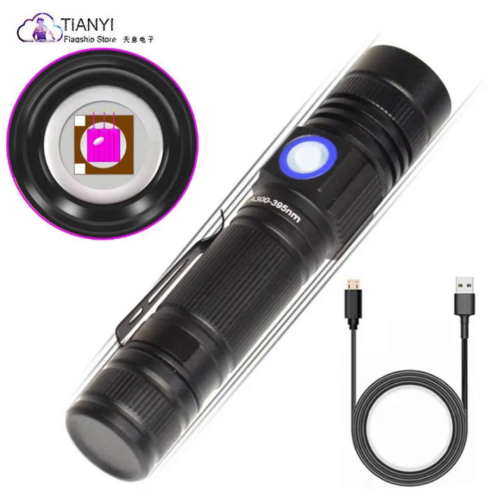 UV%20flashlight%20365nm%20&%20395nm%20Blacklight%20rechargeable%20USB,%20Wood's%20lamp%20ultraviolet%20black%20light%20LED%20Portable-detector%20-%20Image%202