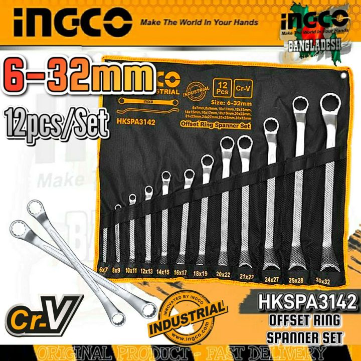 12PCS OFFSET RING SPANNER SET INGCO - HKSPA3142