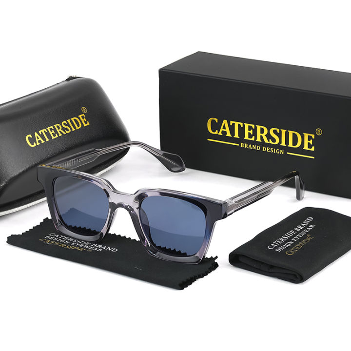 Caterside Retro Square Men Big Sunglasses Punk Luxury Designer Sun Glasses Women Driving Travel Fishing Eyewear UV400