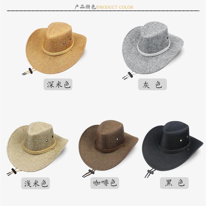 Sun Hat Men's Summer Outdoor High-End Sun Protection Hat Big Brim Trend Western Cowboy Hat Fishing Beach Straw Hat