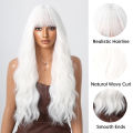 White Curly Wig Long Wavy Synthetic Hair Wig with Bangs White Cosplay Wigs for Women Holiday Party Hair High Temperature. 