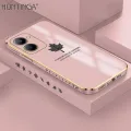 Hontinga for Realme C33 Back Cover Luxury 6D Plating Maple Leaf Side Pattern Case Soft Silicone Square Phone Cases. 