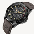 NAVIFORCE NF8023 Chocolate PU Leather Analog Watch For Men - Black & Chocolate.