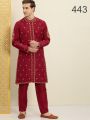 Stylish Premium Embroidery Tencel Cotton Fashionable Punjabi With Pajama Set For Men. 