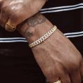 Gold Silver Color Iced Out Crystal 6.5mm Miami Cuban Chain Bracelet AAA CZ Cuban Bracelet Rock Women Men Hiphop jewelry. 