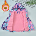 Spring Autumn Waterproof Children Hooded Cartoon Girls Jacket Warm Fleece Lined Zip Outwear School Kids Boys Outfit Top XMP99. 