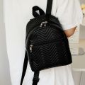 Mini Chevron Functional Women Fashion Quilted Backpack. 