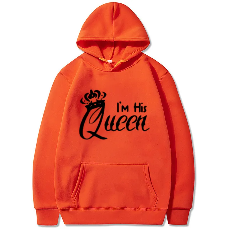 Women Hoodies King Queen Printed Sweatshirt Lovers Couples Hoodie
