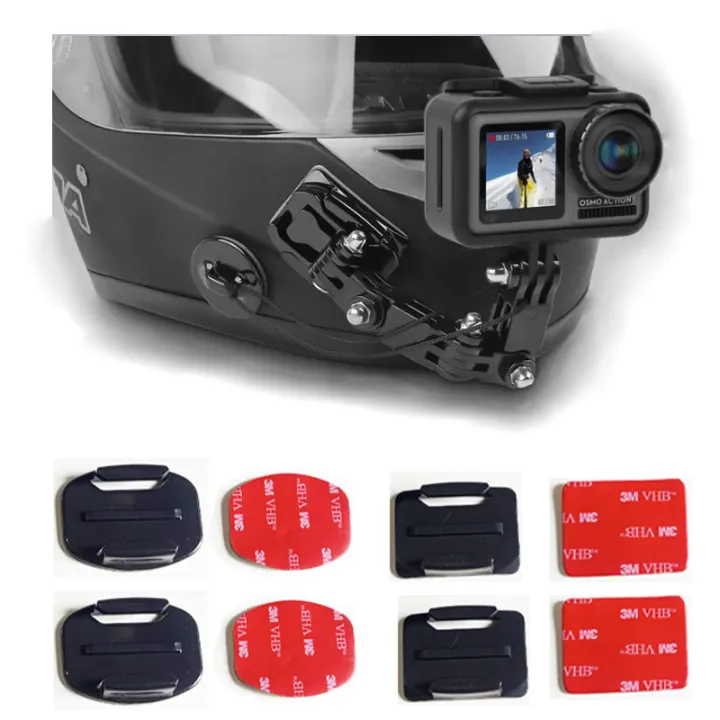 Adjustable Helmet Chin Mount for Gopro hero DJI OSMO Action 3 4 Insta360 X4 X3 Action Camera Accessories with double safety protection