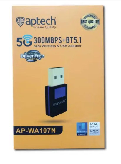 Aptech%20Ensure%20Quality%205G%20300MBPS%20with%20Bluetooth%205.1%20(1year%20warranty)%20Mini%20Wireless%20N%20USB%20with%20Bluetooth%20WiFi%20receiver%20Adapter%20-%20Image%202