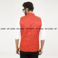 Weading Wear Printed Poly Silk Slim Fit Mens Festive Wear Waistcoat. 