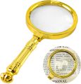 Portable Magnifying Glass with Split Handle, 10X Handheld Reading Magnifying Glass for Seniors & Kids, 80mm Gold Colored Magnifier with Real Glasses for Reading Inspection Coins Jewelry.
