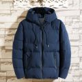 Men's Parka Side Striped Thicken Warm Jackets Coats Winter Hooded Windproof Parkas Jacket Windbreak Outwear. 