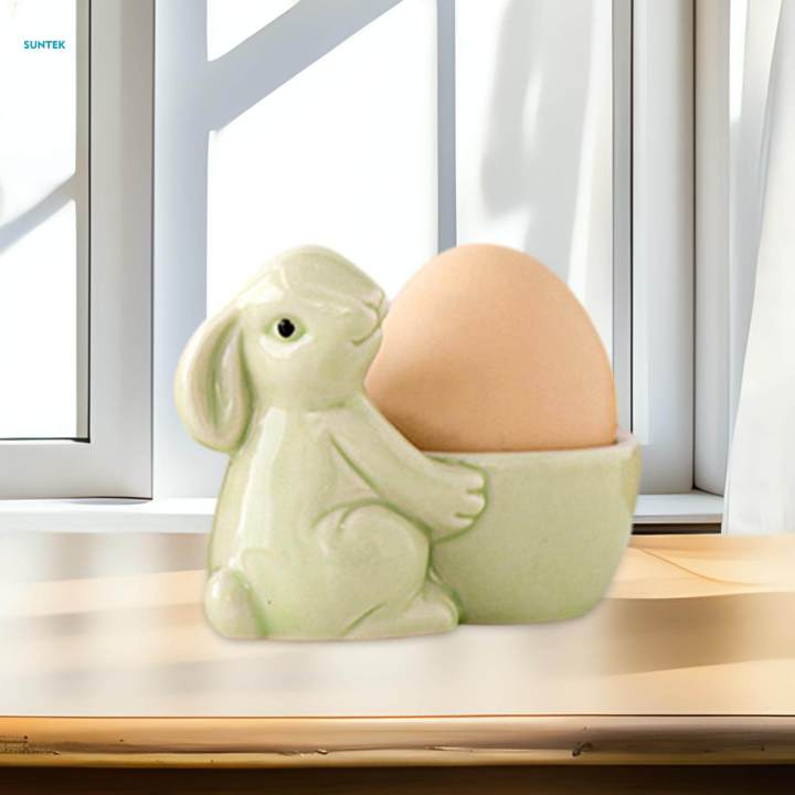 Ceramic Rabbit Egg Cup Kitchen Gadget Dinnerware Easter Bunny