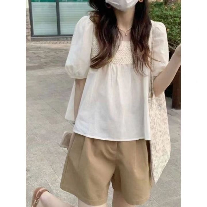 Summer%20Short-Sleeved%20Maternity%20Top%20Shorts%20for%20Pregnant%20Women%20Khaki%20Loose%20Korean%20Style%20Hot%20Mom%20Style%20Maternity%20Clothes%20Two-Piece%20Set%20-%20Image%207