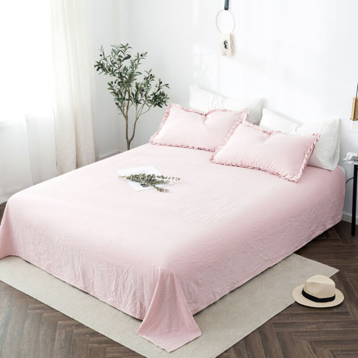 Washed%20Cotton%20Flat%20Sheet%20Cadar%20Queen%20King%20Size%20Bed%20Sheets%20Solid%20Color%20Bedding%20Flat%20Bedsheet%20-%20Image%203