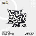 Cushion Cover, Black & White, (20"x20") Set of 2, Only Cover. 