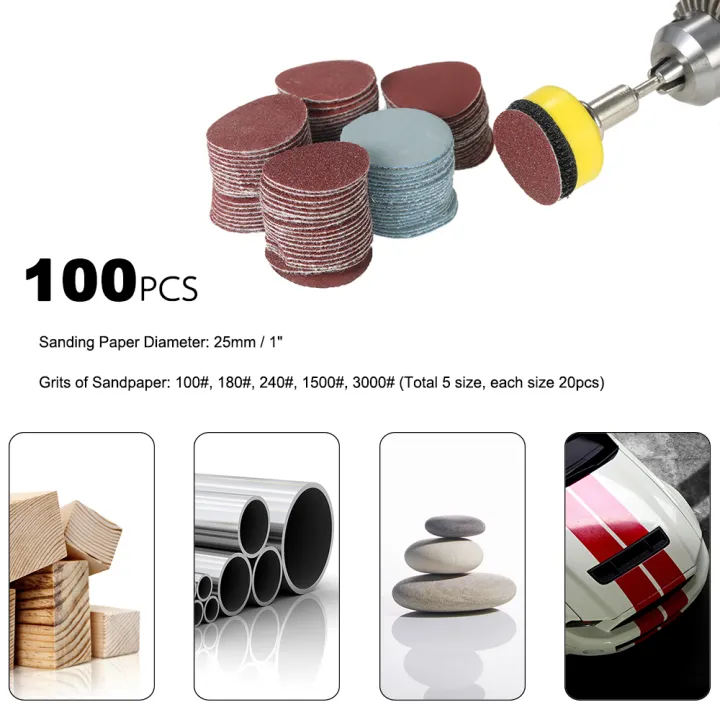 KOGEEK%20100PCS%2025mm%201"%20Sander%20Disc%20Sanding%20Disk%20100-3000%20Grit%20Paper%20with%201inch%20Abrasive%20Polish%20Pad%20Plate%20+%201/8"%20Shank%20Rotary%20Tool%20-%20Image%202