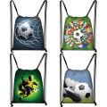 Footbally / Soccerly Print Backpack Men Canvas Travel Bag Teenager Boys Drawstring Bag Shoes Holder Kids Gift.