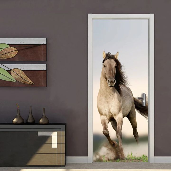 Horse%20Door%20Sticker%20Door%20cover%20Self-adhesive%20Wallpaper%20Kitchen%20Wall%20poster%20Deer%20Home%20Decoration%20Mural%20pvc%20-%20Image%202