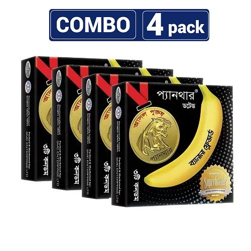 Panther Dotted Banana Condom - 4 Pack ( 12 Piece )