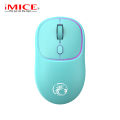 iMICE new factory direct supply 7-color luminous rechargeable Bluetooth dual-mode silent wireless mouse TYPE-C interface. 