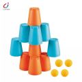 Kids educational toys speed stacking cup 3 in 1 building block pitching ball plastic quick stack folding cup stack up cup toys. 