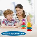 8pcs Stacking Straining Cups Children Kids Bath Toy Early Educational Ocean Nesting Cup Bathroom Colorful Toys Sets Funny Game. 