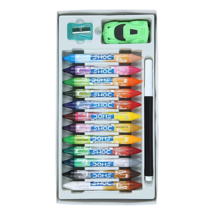 doms wax crayons bi colours 24 shades